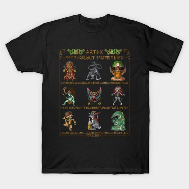 Aztec Mythology Monsters T-Shirt by underheaven